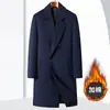 Abrigo de Lana de Longitud Media para Hombre Otoño e Invierno Nuevo Casual Traje de Algodón Cuello de Solapa Lana Abrigo
