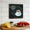 Placa de Hierro Decorativa de Café con Cruz 20 30cm Cuadrada Hoja de Hierro Estañado Pintura Tablero Visual Publicitario de Menú