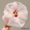 Scrunchie de rede colorido e oversized com alta elasticidade e alto apelo estético, acessório de cabelo multicamadas estilo francês