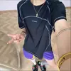 Camiseta Morada Frambuesa de Secado Rápido para Hombres y Mujeres Verano Delgada con Aberturas Laterales de Color Contrastante Manga Corta Deportiva para Correr Absorbente del Sudor Transpirable Ropa de Entrenamiento