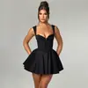 Vestido Camisola com Renda Estilo Desejo Puro Feminino Cintura Marcada Corset de Barbatanas Saia Curta de Cintura Alta Doce Picante Francês Emagrecedor