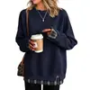 Moletom Amazon feminino com blocos de cor e mangas compridas, série com estoque de longo prazo, best-seller de outono/inverno, estilo casual para casais