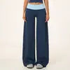 Pantalones deportivos cepillados estilo europeo y americano para mujer con cintura de color contrastante, pantalones de yoga casuales con control de abdomen, cintura alta y levanta glúteos, pantalones de yoga 9639
