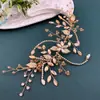 Tocado de Hoja con Pedrería Hecho a Mano Europeo y Americano, Vestido de Novia, Peinado, Diadema, Accesorios para el Cabello Laterales Dz312