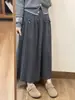 Outono Inverno 2026 Novo Estilo Coreano Ins Casual Versátil Emagrecedor Bainha Larga Cintura Alta Comprimento Médio Saia de Tricô Feminina