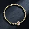 Pulsera elástica para mujer Amazon Transfronteriza Moda Letra Simple Cobre Incrustado con Circonita y Cuentas Uvccb