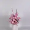 Arreglo floral de piso para boda, decoración de fila de flores rosas, flores de boda, flores artificiales, decoración de pasillo, ambientación, arte floral de escenario T