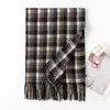 Bufanda de Imitación Cachemir a Cuadros Coreana para Estudiantes de Otoño e Invierno Bufanda Dulce Japonesa y Coreana Chal Grueso Cálido con Borlas para Parejas