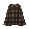 Outono/Inverno 2025 Novo Europeu e Americano Transfronteiriço Moda de Rua Casual Feminina Jaqueta Tricô Xadrez W03 6997