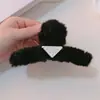 Clipe de Pelúcia com Logo Triângulo de Alta Qualidade para Penteados Altos na Parte de Trás do Cabelo, Presilha Tubarão, Acessórios de Cabelo para Menina com Temperamento, Grampo Peludo