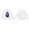 Moletom BAPE com estampa de cabeça de macaco estilo japonês, tendência transfronteiriça, gola redonda, unissex, corte solto, jaqueta de manga curta para outono e inverno
