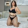 Talla grande Sexy Calcetines de Malla de Tornillo Llave en Mano Color Sobre la Rodilla Red de Pesca Tentación de Seda Negra Cuadrícula Grande chica gordita Calcetines Altos