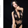 Lencería Sexy Transparente de una Pieza Europea y Americana, Negro Ajustado de Encaje Malla Transparente Atrevido Atractivo