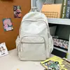 Mochila de textura blanca nublada, suave y ligeramente arrugada para estudiantes, chicas, estilo artístico, adecuada para la escuela, salidas casuales y viajes
