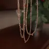 Collar de Acero de Titanio Años Dorados Fluyendo Piedra Sol Brillante con Cuentas para Mujer Verano Elegante Celebridad de Internet Mismo Estilo Sentido del Diseño Cadena para Clavícula