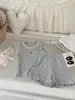 87018 Conjunto de Ropa de Casa para Niñas 2026 Nuevo Estilo Principios de Primavera Conjunto de Dos Piezas de Chaleco y Shorts para Bebé Tejido Transpirable y Absorbente