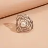 Anillo Abierto Irregular Hueco Redondo de Perla de Imitación Transfronterizo Europeo y Americano, Joyería de Nicho de Gama Alta Única y Exagerada para Mujeres