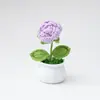 Planta en Maceta de Trébol de Cuatro Hojas de la Suerte con Forma de Corazón Tejido Muñeco de Hilo Crocheteado a Mano Planta Artificial Verde Decoración de Escritorio Transfronterizo