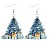 2024 Novos Brincos Acrílicos de Árvore de Natal Azul de Inverno Transfronteiriços com Presentes Brincos de Festa de Feriado