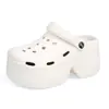 2026 Nuevos Zapatos con Agujeros para Mujer Verano Tacón Alto Exteriores Suela Gruesa Antideslizantes Sensación de Pisar Caca Sandalias de Punta Cerrada para Playa Mujeres