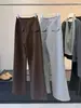 Calça pantalona cinza para mulheres, novo estilo outono 2026, cintura alta, solta, com caimento, perna reta, calça de moletom casual esportiva