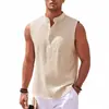 Primavera e Verão 2025 Nova Camisa Básica Masculina sem Mangas Amazon Europeia e Americana Casual para Uso Externo Masculino Colete Masculino