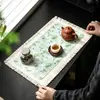 Tapete de té de brocado de lino de algodón borla hecha a mano tapete de té simple y versátil mantel tapete para preparación en seco tapete de mesa de café posavasos de té termoaislante