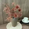 Flores Artificiales de Bronce Cubo de Bendición de Año Nuevo Arreglo Floral Adornos de Navidad Hojas de Dinero Hojas de Abanico Plateado Decoración Floral para Salón de Bodas
