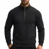 Moletom esportivo com zíper parcial e gola alta para comércio exterior transfronteiriço para homens, outono e inverno, cor sólida, raglan, corte solto, retalhos, blusa de moletom com zíper