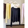 Nuevo Llegado de Otoño Cárdigan de Punto Acanalado para Mujer Simple Elegante Delgado Top Base