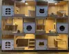 Gabinete Jaula para Gatos Gabinete de Cría de Gatos Habitación de Alojamiento para Gatos Villa para Gatos Madera Maciza Tienda de Mascotas Gabinete de Exhibición para Jaulas de Gatos Casa para Gatos de Tres Niveles