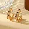 Venta Caliente Transfronteriza Pendientes de Cobre de Gama Alta Ecológicos Pendientes Tachonados con Pedrería Aros para Orejas Versión Alta Temperamento Personalidad Adornos para Orejas