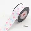 Fita de embalagem de presente com bolinhas de 25mm para grampo de cabelo, caixa de bolo DIY, cinto decorativo, fita de tecido 10 jardas/Rolo