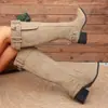 Botas largas para mujer para primavera y otoño 2026, modelo nuevo con caña ancha, botas altas, punta fina, tacón grueso, botas de tacón apilado, botas de equitación estilo western cowboy