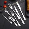 Juego de Cuchillo, Tenedor y Cuchara de Acero Inoxidable 304L con Impuestos Incluidos para Uso Doméstico y de Hotel, Cuchillo y Tenedor de Acero Inoxidable para Filete Estilo Occidental, Cuchillo para Postre, Cucharilla de Café, Tenedor para Fruta