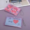 En Stock Linda Cartera para Monedas Láser Femenina Portatarjetas Transparente de PVC Mini Estuche para Tarjetas con Cierre Bolsita de Almacenamiento Pinza para Lonchera Tarjeta