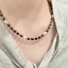 Collar Maillard Ojo de Tigre Perla de Agua Dulce Natural Forma de Gota de Agua para Mujer Accesorios de Verano de Gama Alta Cadena para Clavícula de Nicho