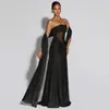 Comercio Exterior Europeo y Americano Más Vendido Nuevo Vestido de Noche de Banquete Sexy y Elegante Tubo de Un Hombro Línea Única Delgado Plateado para Mujer