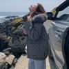 Abrigo de algodón con bolsillo grande para mujer, nuevo abrigo de lana gruesa con cuello grande, para invierno, para exteriores, 2024