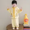 Pijama de franela para niños, otoño e invierno, con dibujos animados, engrosado, conjunto cálido de forro polar coral para bebé niña