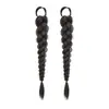 Trenzas para Peluca de Mujer, Nueva Peluca de Doble Cola de Caballo Estilo Chino, Trenzas Laterales, Trenzas de Boxeo Naturales y Voluminosas, Cola de Caballo con Trenzas de Peluca
