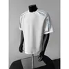 Verano 2025 Nueva Moda Masculina Marca de Tendencia Diseño de Bloques de Color Rayado Cuello Redondo Manga Corta Camiseta Superior