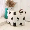 Cesta de Lavar de Tela Simple Estilo Nórdico con Puntos, Contenedor Impermeable de Algodón y Lino para Guardar Ropa, Cesta Plegable Portátil para Juguetes