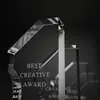 Trofeo Acrílico - con Adornos de Estrella Dorada para Competiciones, Trofeo para Empleados Excelentes Ganadores