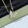 Collar Vanjia Mariposa Fantasma Full Diamond Estilo Celebridad de Internet Cadena de Clavícula con Borla de Oro Rosa 18K Fritillaria Blanca de Alta Gama