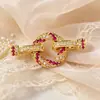 Fecho de Colar/Pulseira de Cobre Banhado a Ouro 18K Zircônia Torcido Cheio de Diamantes Redondo Acessórios para Joias DIY