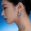 Pendientes Largos con Lazo de Flor Dulce y Borla para Mujer, Lujo Accesible Elegante, Pendientes de Nicho, Pendientes Elegantes de Gama Alta