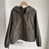 Chaqueta con capucha para mujer, novedad otoño 2026 estilo coreano, bolsillos grandes, corte holgado, abrigo casual adelgazante