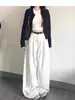 Calça Jeans Branca Wide Leg para Mulheres, Novo Estilo Outono 2025, Solta e Emagrecedora, Cintura Alta, Caimento Fluido, Perna Reta, Comprimento no Chão para Primavera e Outono