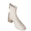 Botas Martin para Mujer 2026 Nuevo Otoño/Invierno Estilo Coreano Punta Cuadrada Tacón Grueso Cremallera Tacón Alto Más Terciopelo Caña Media Adelgazantes Botines Cortos